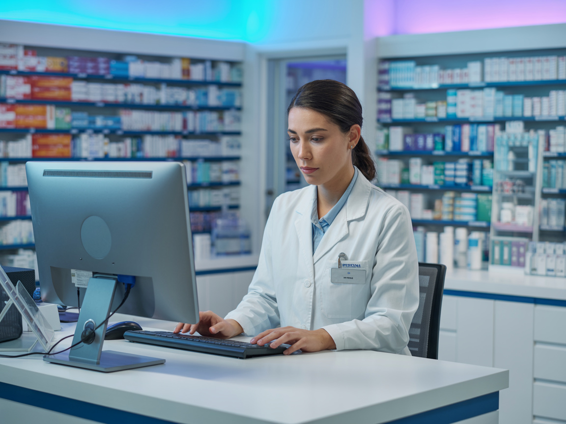 Pharmacist using advanced technology for personalized medication management